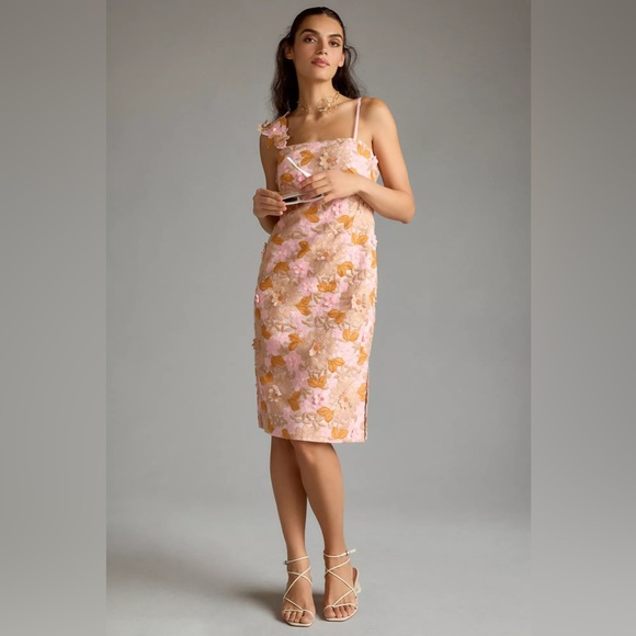 Anthropologie Floral Appliqué Embroidered Dress - Picture 3 of 15